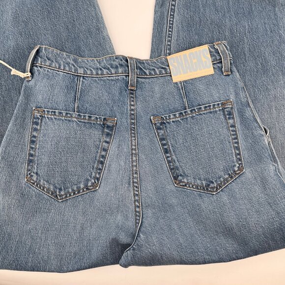 Snacks by Mother Pleated Wide Leg Denim Size 25 Raw Hem High Rise Jeans - Picture 9 of 16